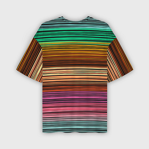 Мужская футболка оверсайз Multicolored thin stripes Разноцветные полосы / 3D-принт – фото 2