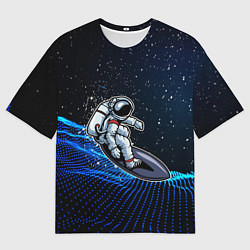 Мужская футболка оверсайз Космонавт на доске - серфинг