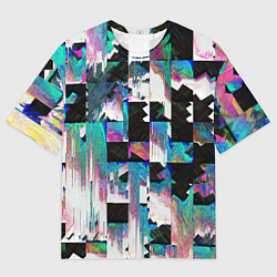 Мужская футболка оверсайз Glitch Abstract squares Глитч Абстрактные квадраты