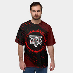 Футболка оверсайз мужская Символ GTA и краска вокруг на темном фоне, цвет: 3D-принт — фото 2
