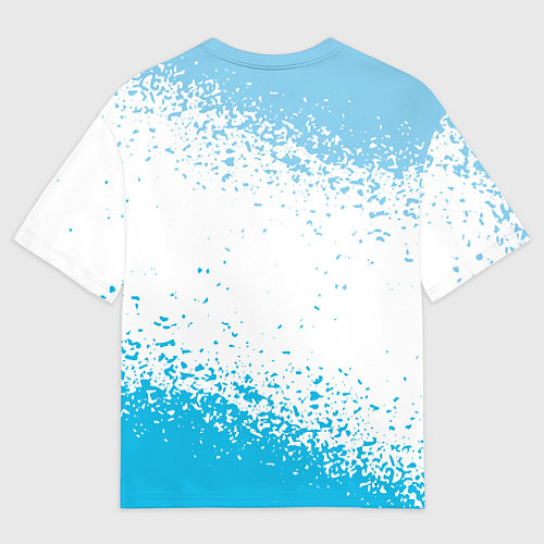 Мужская футболка оверсайз Manchester голубые брызги на белом фоне / 3D-принт – фото 2