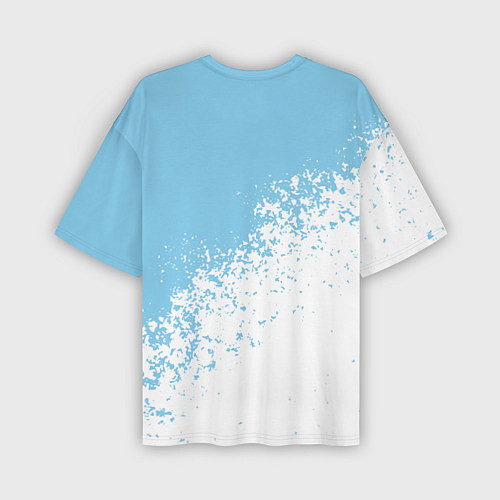 Мужская футболка оверсайз Manchester city белые брызги на голубом фоне / 3D-принт – фото 2