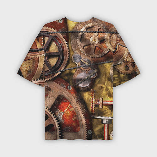 Мужская футболка оверсайз Механистическая композиция из шестерёнок и цепей С / 3D-принт – фото 2