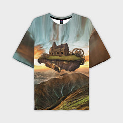 Мужская футболка оверсайз Горный пейзаж в стиле Стимпанк
