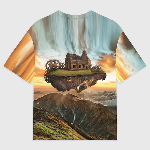Мужская футболка оверсайз Горный пейзаж в стиле Стимпанк / 3D-принт – фото 2