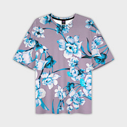 Мужская футболка оверсайз Летний стилизованный цветочный паттерн