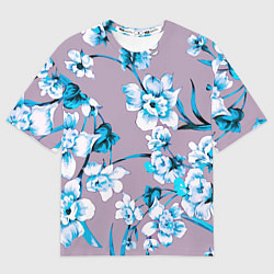 Мужская футболка оверсайз Летний стилизованный цветочный паттерн