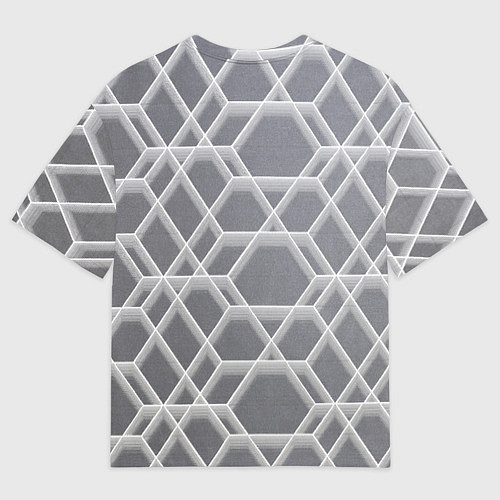 Мужская футболка оверсайз Белые неоновые соты / 3D-принт – фото 2