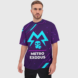 Футболка оверсайз мужская Символ Metro Exodus в неоновых цветах на темном фо, цвет: 3D-принт — фото 2