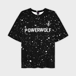 Мужская футболка оверсайз Powerwolf Glitch на темном фоне