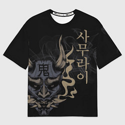 Мужская футболка оверсайз Японская маска демона ханья