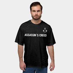 Футболка оверсайз мужская Assassins Creed Glitch на темном фоне, цвет: 3D-принт — фото 2