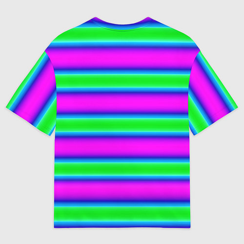 Мужская футболка оверсайз Зеленый и фиолетовые яркие неоновые полосы striped / 3D-принт – фото 2