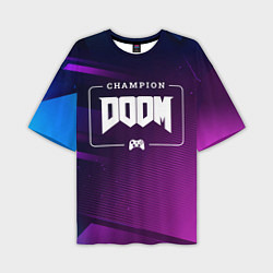Мужская футболка оверсайз Doom Gaming Champion: рамка с лого и джойстиком на