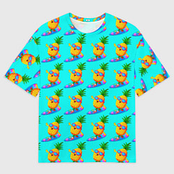 Мужская футболка оверсайз PINEAPPLE ON A SKATEBOARD