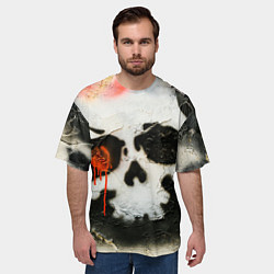Футболка оверсайз мужская Череп на поверхности в красках - Красный, цвет: 3D-принт — фото 2