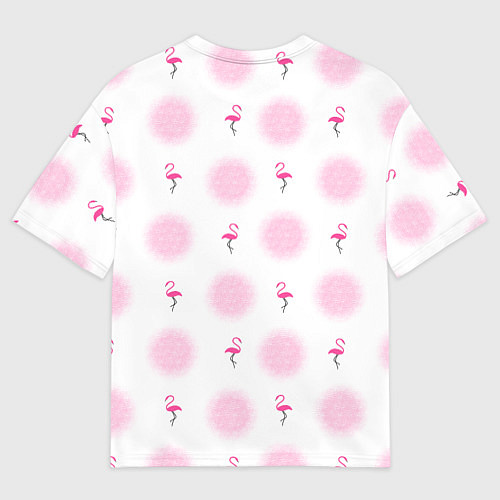 Мужская футболка оверсайз Фламинго и круги на белом фоне / 3D-принт – фото 2