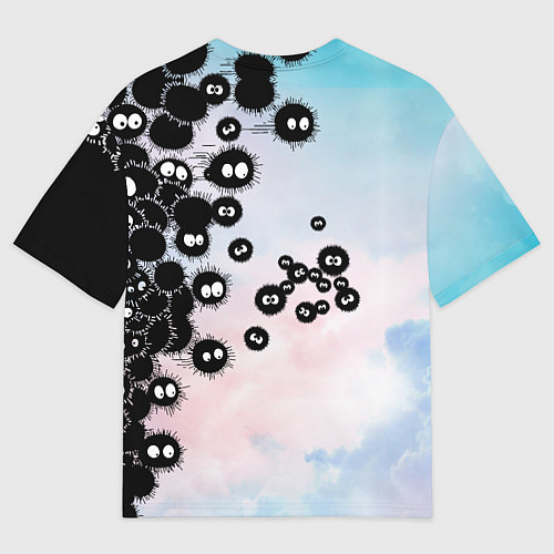Мужская футболка оверсайз Тоторо бегущий от чернушек / 3D-принт – фото 2