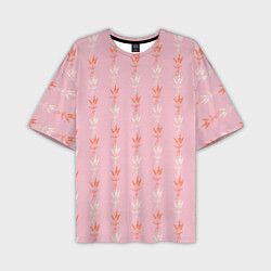 Мужская футболка оверсайз Веточки лаванды розовый паттерн