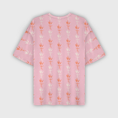 Мужская футболка оверсайз Веточки лаванды розовый паттерн / 3D-принт – фото 2