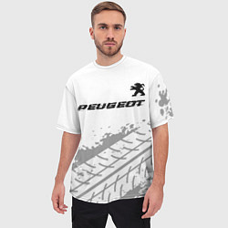Футболка оверсайз мужская Peugeot Speed на светлом фоне со следами шин, цвет: 3D-принт — фото 2