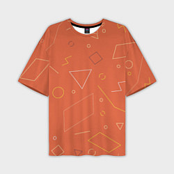 Мужская футболка оверсайз Геометрические Фигуры На Оранжевом Фоне