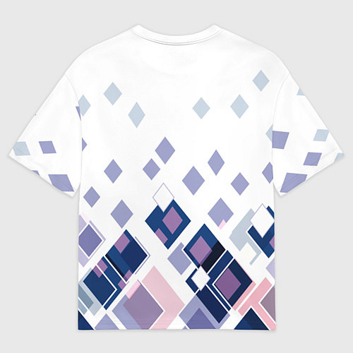 Мужская футболка оверсайз Геометрический узор в бело-синий тонах / 3D-принт – фото 2