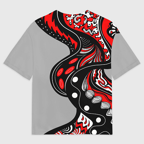 Мужская футболка оверсайз Красно-чёрные дудлы / 3D-принт – фото 2