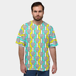 Футболка оверсайз мужская Striped multicolored pattern with hearts, цвет: 3D-принт — фото 2