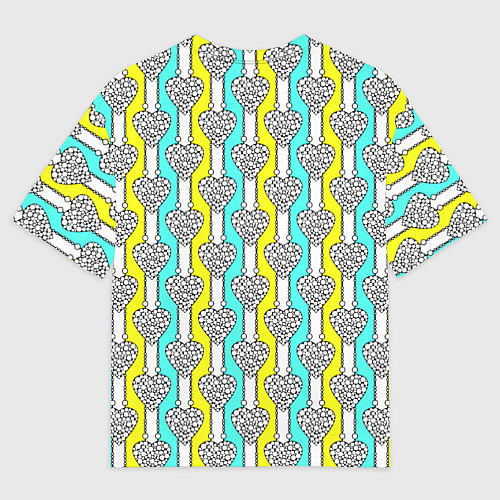 Мужская футболка оверсайз Striped multicolored pattern with hearts / 3D-принт – фото 2