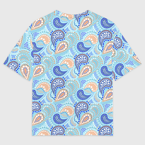 Мужская футболка оверсайз Турецкий огурец Turkish cucumber blue pattern / 3D-принт – фото 2