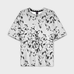 Мужская футболка оверсайз Пятнистый абстрактный узор в светло-серых тонах