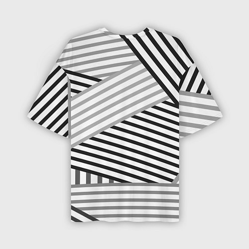 Мужская футболка оверсайз Полосатый узор в черно-белых цветах / 3D-принт – фото 2