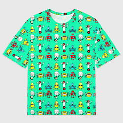 Мужская футболка оверсайз COLORFUL ROBOTS