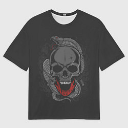 Мужская футболка оверсайз ЧЕРЕП СО ЗМЕЁЙ