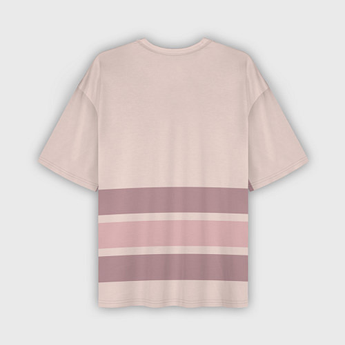 Мужская футболка оверсайз Коричневые полосы на кремовом фоне stripes cream c / 3D-принт – фото 2