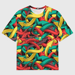 Футболка оверсайз мужская Граффити стрелки Паттерн, цвет: 3D-принт