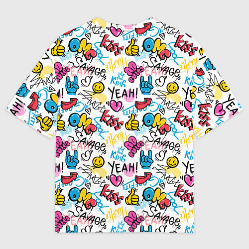 Мужская футболка оверсайз Граффити рожицы / 3D-принт – фото 2