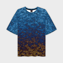 Мужская футболка оверсайз Marble texture blue brown color