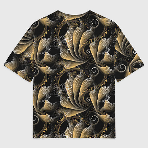 Мужская футболка оверсайз Золотистые абстрактные узоры / 3D-принт – фото 2