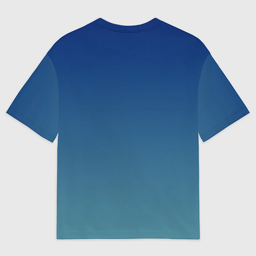 Мужская футболка оверсайз Текстурированный сине-бирюзовый градиент / 3D-принт – фото 2