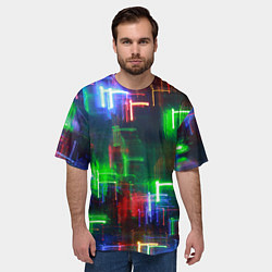 Футболка оверсайз мужская Неоновые знаки - Зелёный, цвет: 3D-принт — фото 2