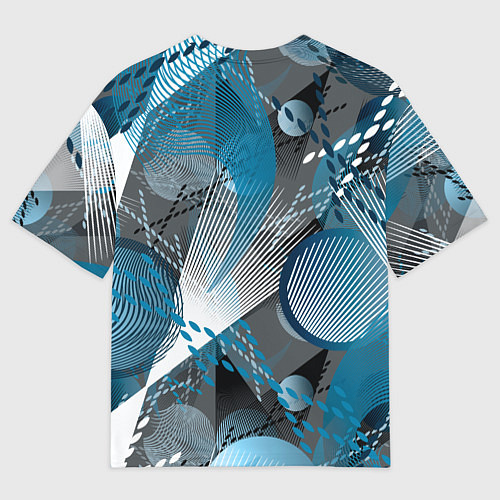 Мужская футболка оверсайз Абстрактный серо-синий принт / 3D-принт – фото 2