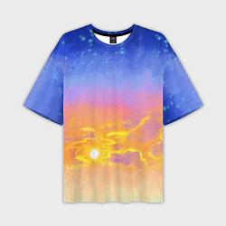 Мужская футболка оверсайз Закатное небо и звезды