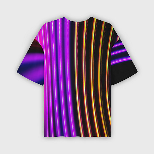 Мужская футболка оверсайз Неоновые линейные фонари - Фиолетовый / 3D-принт – фото 2