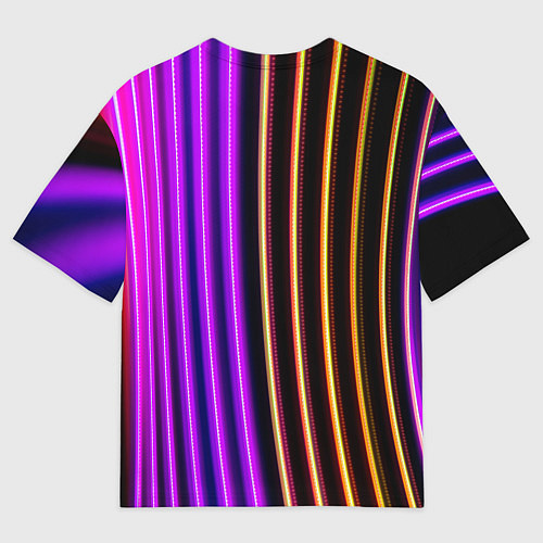 Мужская футболка оверсайз Неоновые линейные фонари - Фиолетовый / 3D-принт – фото 2