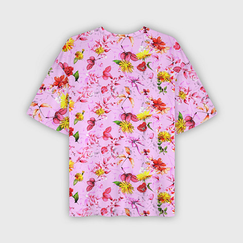 Мужская футболка оверсайз Слово МАМА в цветочках / 3D-принт – фото 2
