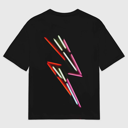 Мужская футболка оверсайз Неоновый знак молнии - Красный / 3D-принт – фото 2