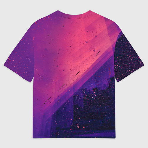Мужская футболка оверсайз Неоновая пыль и лучи - Тёмно-розовый / 3D-принт – фото 2