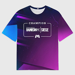 Футболка оверсайз мужская Rainbow Six Gaming Champion: рамка с лого и джойст, цвет: 3D-принт